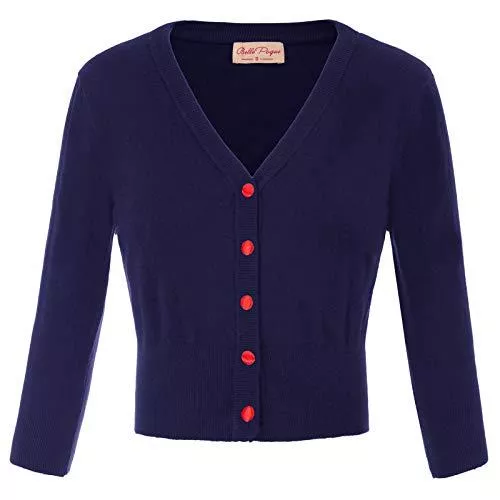 Belle Poque Strickjacken Belle Poque Damen 3/4-Arm Bolero Festlich Cardigan Kirsche Bolerojacke Schulterjacke BP609