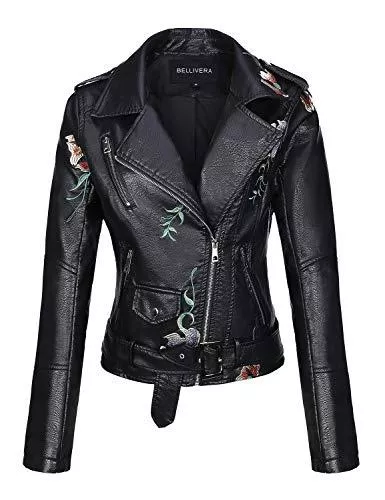 BELLIVERA Jacken BELLIVERA Damen PU Lederjacke (3 Farben), Bikerjacke mit Reißverschluss, Kurze Jacke für Herbst, Frühling