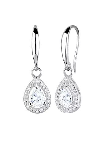 Elli Schmuck Elli PREMIUM Ohrringe Damen Tropfen Drop Elegant Funkelnd mit Zirkonia Kristalle in 925 Sterling Silber