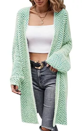 ASOMI Strickjacken ASOMI Strickjacke Damen Lang Grobstrick Cardigan Langarm Casual Herbst Winter Strickmantel