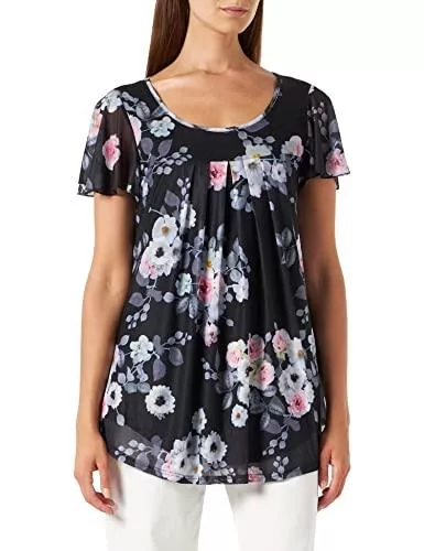 Beyove Kurzarmblusen Beyove Damen Bluse Elegant Sommer Kurzarm Shirts Rundhals Falten Tunika Oberteile Mesh Blusenshirt Casual Lose Top T-Shirt