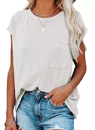 Dokotoo T-Shirts Dokotoo T-Shirt Damen Sommer Oberteile Basic Kurzarm Rundhals Tee Tops Casual Loose Shirts Blusen S-XXL