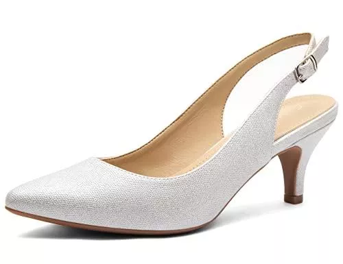 Greatonu High Heels Greatonu Spitz Sandalen Slingback Kitten Absatz Pointed Toe Pumps