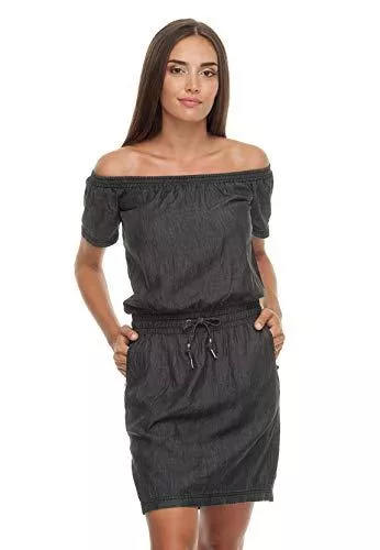 Ragwear Freizeit Ragwear Kleid Damen Everly Denim 1911-20015 Dunkelgrau Dark Grey 3012