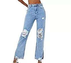 ZDN Jeans ZDN Damen Jeanshosen Bootcut High Waist Flared MOM FIT Jeans Destroyed