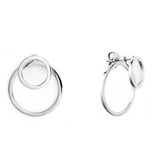 Heideman Schmuck Heideman Ohrringe Damen Ewiger Kreis aus Edelstahl silber farbend poliert runde Ohrstecker für Frauen 2 in 1 Ohrschmuck Doppelohrringe Doppel vorne und hinten