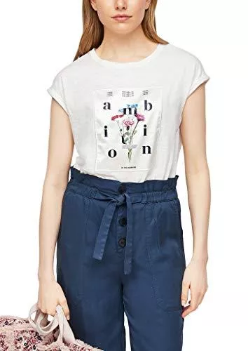 s.Oliver T-Shirts s.Oliver Damen T-Shirt mit Satin-Applikation