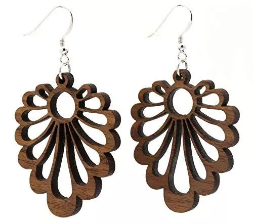 NaturSchatulle Schmuck NaturSchatulle Holzschmuck Ohrringe Damen Holzohrringe Hänger Dahlie 3,6cm Natürliche Holz Ohrhänger Schmuck 925 Sterling Silber