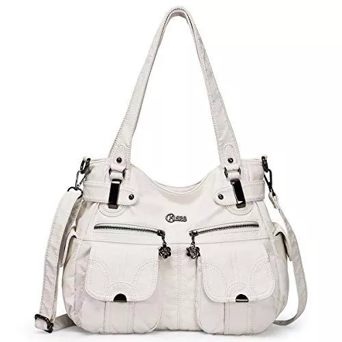 KL928 Taschen & Rucksäcke KL928 Tasche Damen Handtasche Umhängetaschen Damenhandtasche Schultertasche Lederhandtasche elegante Taschen hand taschen Henkeltaschen für frauen mit vielen fächern (Weiß)