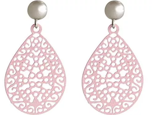 GemShine Schmuck Gemshine Damen Ohrringe Yoga Mandala Tropfen in Silber, hochwertig vergoldet oder rose - Rosa - Powder rose Ohrhänger - Pink - Qualitätvoller Schmuck Made in Spain