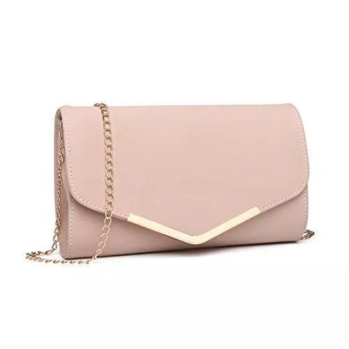 Miss Lulu Taschen & Rucksäcke Miss Lulu Elegante Kettentasche Damen Tasche Clutch Bag Handtasche Hochzeit Abendtasche Umhängetasche Mädchen (LH1756 Pink)