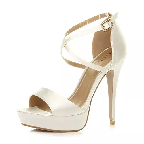 Ajvani High Heels Damen Hoher Absatz Gekreuzten Riemchen Peep Toe Schuhe Plateau Sandalen Größe