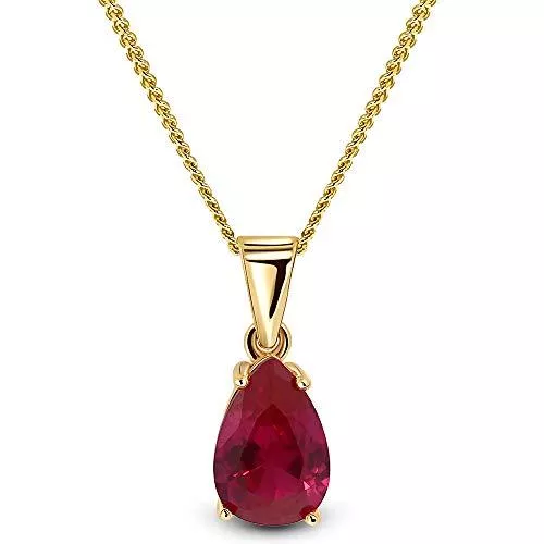 Miore Schmuck Miore Kette Damen Halskette mit Tropfen Anhänger Edelstein/Geburtsstein aus Gelbgold 9 Karat / 375 Gold Halsschmuck 45 cm lang