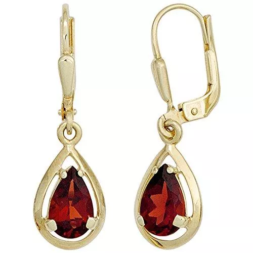 Jobo Schmuck Jobo Damen Ohrhänger Tropfen 333 Gold Gelbgold 2 Granate rot Ohrringe Granatohrringe