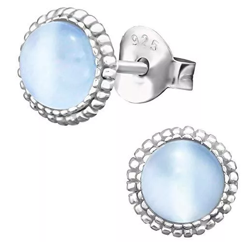 EYS JEWELRY Schmuck EYS JEWELRY Damen Ohrringe rund 925 Sterling Silber Katzenauge 7 mm Ohrstecker Schmuck Damenohrringe Damenohrstecker