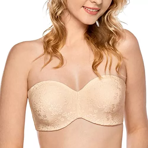 DELIMIRA Unterwäsche & Dessous DELIMIRA Damen Trägerloser BH Jacquard mit Bügel ohne Einlagen Große Größen