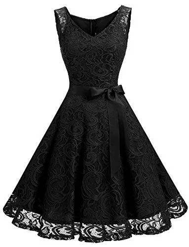 Dressystar Cocktail Dressystar Brautjungfernkleid Ohne Arm Kleid Aus Spitzen Spitzenkleid Knielang Festliches Cocktailkleid