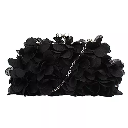 Milya Taschen & Rucksäcke Milya Damen Clutch Blumen Elegante Brauttasche Hochzeit Party Kleidertasche Abendtasche Handtasche mit Kette Kiss Lock