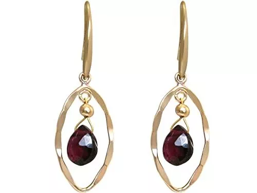 GemShine Schmuck Gemshine Ohrringe mit roten Granat Edelstein Tropfen. Ohrhänger aus 925 Silber hochwertig vergoldet. Nachhaltiger, qualitätsvoller Schmuck Made in Germany
