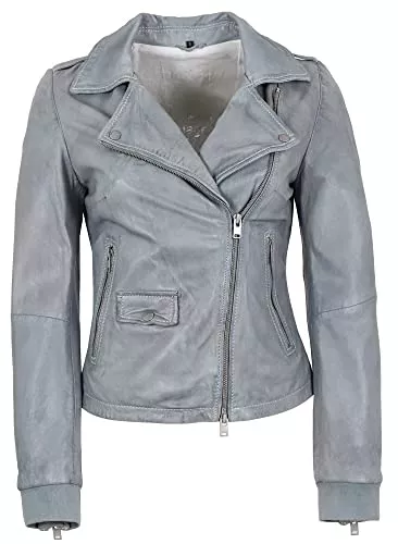 Freaky Nation Jacken Freaky Nation - Damen Echtleder Lederjacke Bikerjacke Lammnappa Sky grau-blau