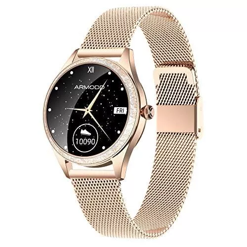 ARMODD Uhren ARMODD Smartwatch Candywatch Crystal 2 | Elegante und modische Smartwatch Damen mit einem runden Full-Touch-Display | Perfekt Frauen Geschenk, kompatibel mit iOS und Android
