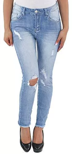 Sotala Jeans MOZZAAR Damen High Waist Röhrenjeans Hochbund Stretch Skinny Jeans Hose Slim Fit Blau Mit Rissen zerrissen Mit Löchern Ripped Destroyed Distressed