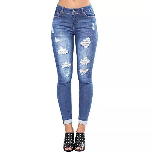 Uusollecy Jeans Uusollecy Damen Skinny Jeans Rissen Löcher Ankle Jeanshosen