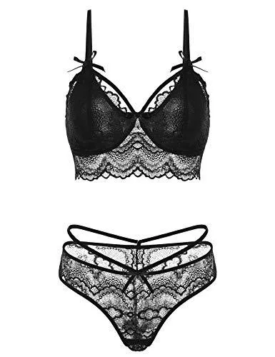 klier Unterwäsche & Dessous klier Sexy Dessous für Frauen Spitze Babydoll Bodysuit 2-teilig Sexy BH und Panty Sets