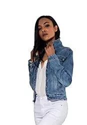 Nina Carter Jacken Nina Carter Damen Jeansjacke Übergangsjacke Leichte Waschungseffekt Jacke Blau Denim Casual