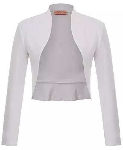 Belle Poque Strickjacken Damen Langarm Open Front Bolero Festlich Blazer Bolerojacke Schulterjacke Cardigan Top BP788