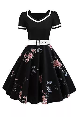 MisShow Cocktail MisShow Damen elegant 50er Jahre Petticoat Kleider Gepunkte Rockabilly Kleider Cocktailkleider