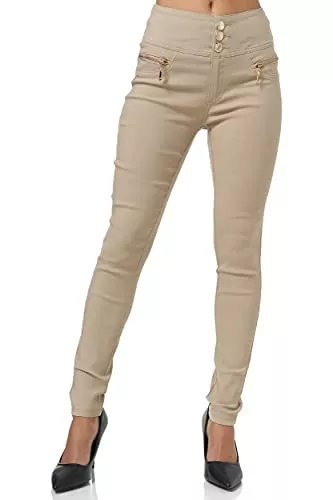 Elara Hosen Elara Damen Stretch Hose High Waist Jeggings Chunkyrayan