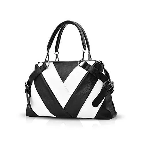 NICOLE &amp; DORIS Taschen & Rucksäcke NICOLE &amp; DORIS Handtaschen für Damen Top-Griff Taschen für Frauen große Umhängetasche Schwarz und weiß