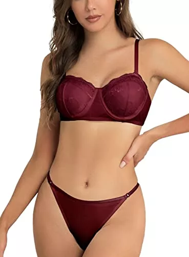 SHEKINI Nachtwäsche & Bademäntel SHEKINI Damen Bügel BH Set Push Up Spitze BH und Slip Nicht Gepolstert Bra Panty Lingerie Unterwäsche