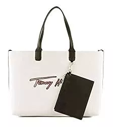 Tommy Hilfiger Taschen & Rucksäcke TOMMY HILFIGER Shopper Logo-Detail abnehmbare Tasche Uni weiß
