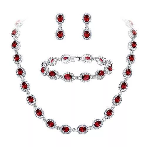 EVER FAITH Schmuck EVER FAITH Damen CZ Hochzeit Braut Oval Teardrop Halskette Ohrringe Armband Set Silber-Ton