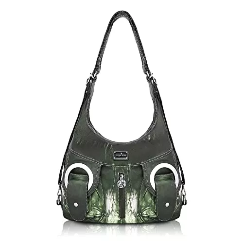 angel kiss Taschen & Rucksäcke angel kiss Damen Handtasche Umhängetaschen Damenhandtasche Schultertasche Lederhandtasche Wasserdicht Tragetasche elegante Rucksack hand taschen damen groß Henkeltaschen mit vielen fächern Grün