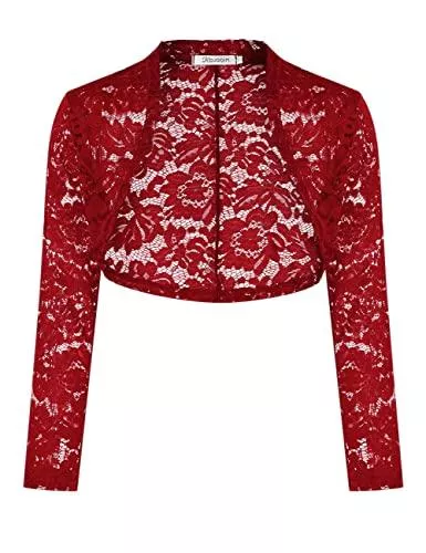 KOJOOIN Strickjacken KOJOOIN Damen Bolero Spitzen Jacke Festlich Kurz Cardigan Langarm Strickjacke Für Hochzeit Cocktailkleid(Verpackung MEHRWEG)