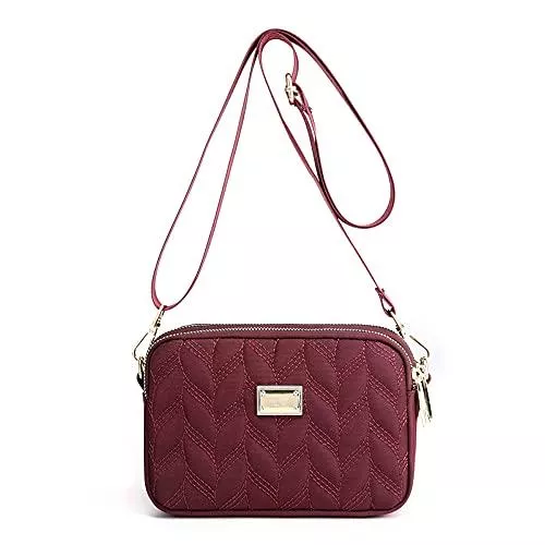 YANAIER Taschen & Rucksäcke YANAIER Damen Handy Umhängetasche Schultertasche Wasserdicht Nylon kleine Tasche Handytaschen zum Umhängen Frauen Brieftasche Dunkelrot