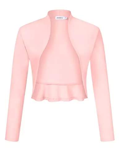 Clearlove Strickjacken Clearlove Damen Bolero Langarm Schulterjacke Open Front Festlich Blazer（Verpackung MEHRWEG）