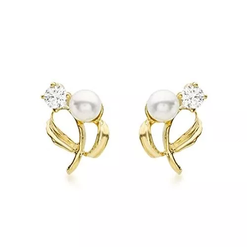 Carissima Gold Schmuck Carissima Gold Damen-Ohrringe 9 Karat (375) Gelbgold Süßwasser-Zuchtperle Zirkonia