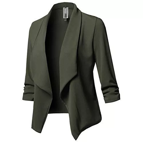 MINTLIMIT Blazer MINTLIMIT Damen Blazer Cardigan Dünn Geraffte Ärmel Elegant Bolero Business Jacke Blazer Slim Fit Anzug Trenchcoat Sakko Einfarbig