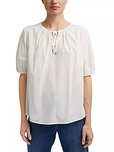 ESPRIT Kurzarmblusen ESPRIT Collection Bluse mit halblangen Ärmeln aus Baumwoll-Mix