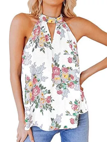 YOINS Ärmellose Blusen YOINS Bluse Damen Oberteile Elegant Ärmellos Chiffon Blusen Shirt Crop Tops für Damen Sommer