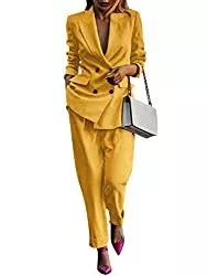 ZANZEA Kostüme ZANZEA Damen Hosenanzüge Business Anzug Lockeres Blazer mit Anzughose Elegant Zweiteiler für Office Hochzeit