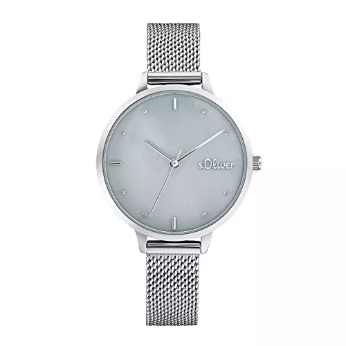 s.Oliver Uhren s.Oliver Armbanduhr Damen Quarzuhr Analog, mit Edelstahl Armband, Silber, 3 bar Wasserdicht, Kommt in Uhren Geschenk Box, 2033510