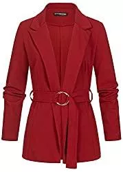 Styleboom Fashion® Blazer Styleboom Fashion® Damen Blazer Jacke mit Bindegürtel Wine rot