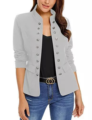 Roskiky Blazer Roskiky Damen Blazer für Frauen, Cardigan, Freizeit Business Jacke, mit Taschen, Deko Knöpfe vorne