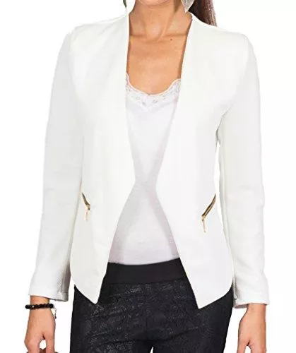 4tuality Blazer 4tuality Damen Blazer kragenlos mit Zipper Gr. S 36 - XXXXXL 50