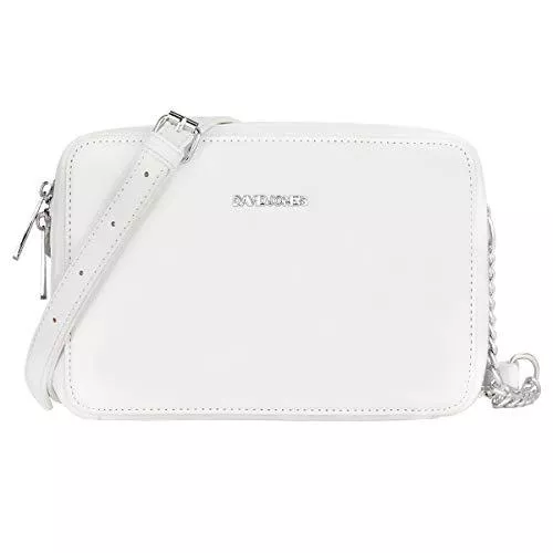 David Jones Taschen & Rucksäcke David Jones - Damen Kleine Umhängetasche Quadratisch - Schultertasche Kette Handtasche PU Leder - Crossbody Messenger Bag - Abendtasche Clutch Pochette City Tasche Mode Elegant - Weiß
